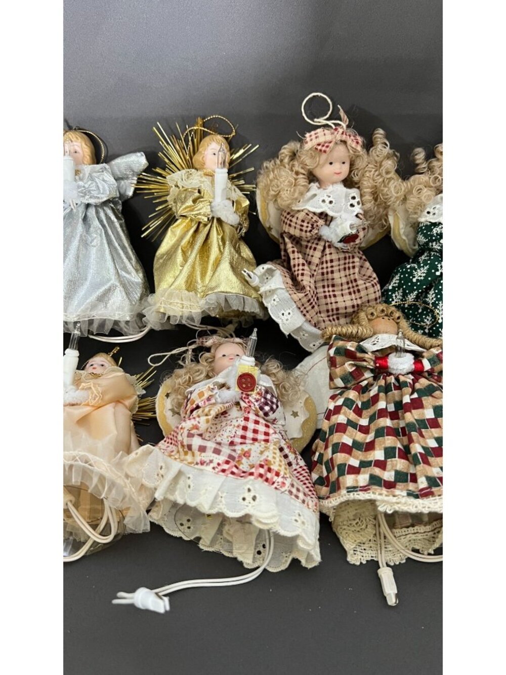 Set Of 10 Vintage Angel Christmas Tree Toppers Lights Ornaments - Works, Needs B - Picture 4 of 7